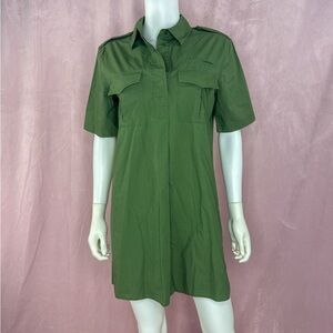 EQUIPMENT FEMME Womens Olive Green 100% Cotton Mini Dress Size Small Utility